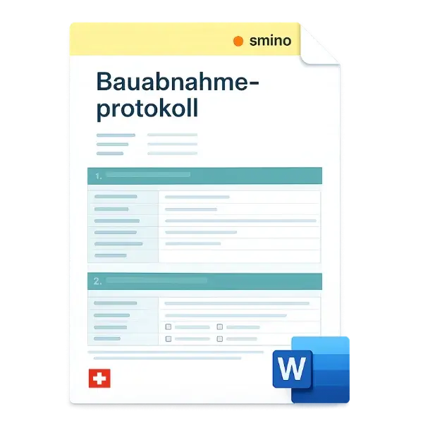 Bauabnahmeprotokoll Vorlage Schweiz als Word-Datei